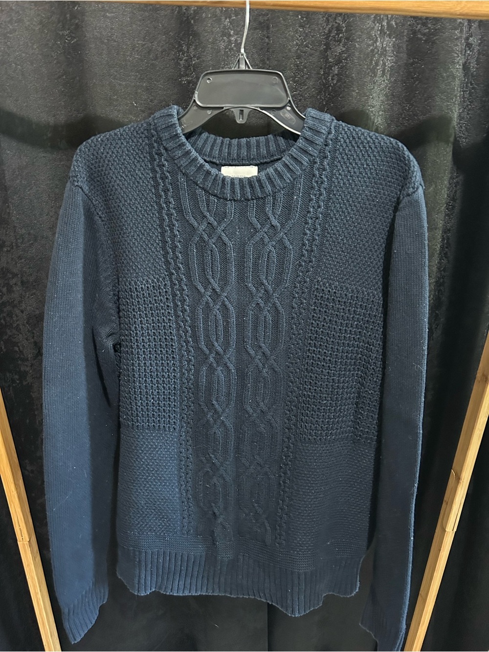 Ben Sherman Navy Cable Knit Crewneck Sweater